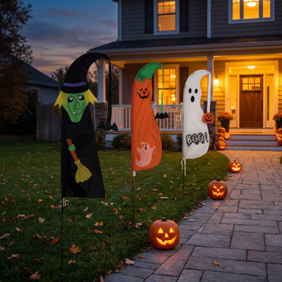 Ensemble de 3 drapeaux d'Halloween en nylon H 60 po