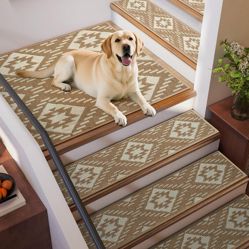 15 pièces Tapis d'escalier anti-dérapant lavable Peel and Stick pour marches d'escalier en bois