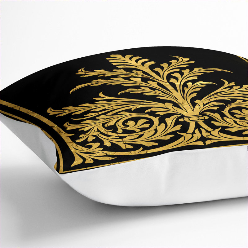 Golden Foil Relief Square Throw Cushion, White, 55cm H x 55cm W x 20cm D