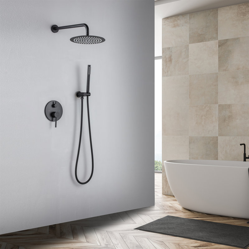 Système de douche complet avec valve brute, Noir mat