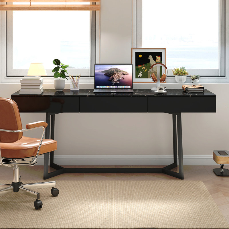 Bureau d'ordinateur moderne 70,87 ", bureau d'étude et de travail, pieds en Y en métal