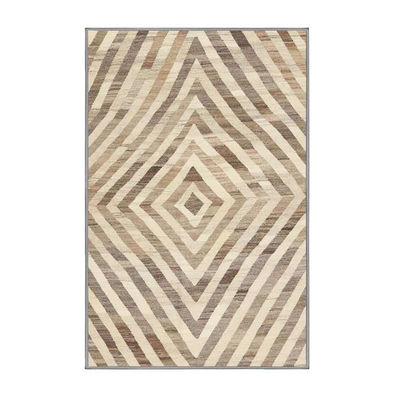 Tapis contemporain beige / brun, Rectangle 5 pi x 8 pi