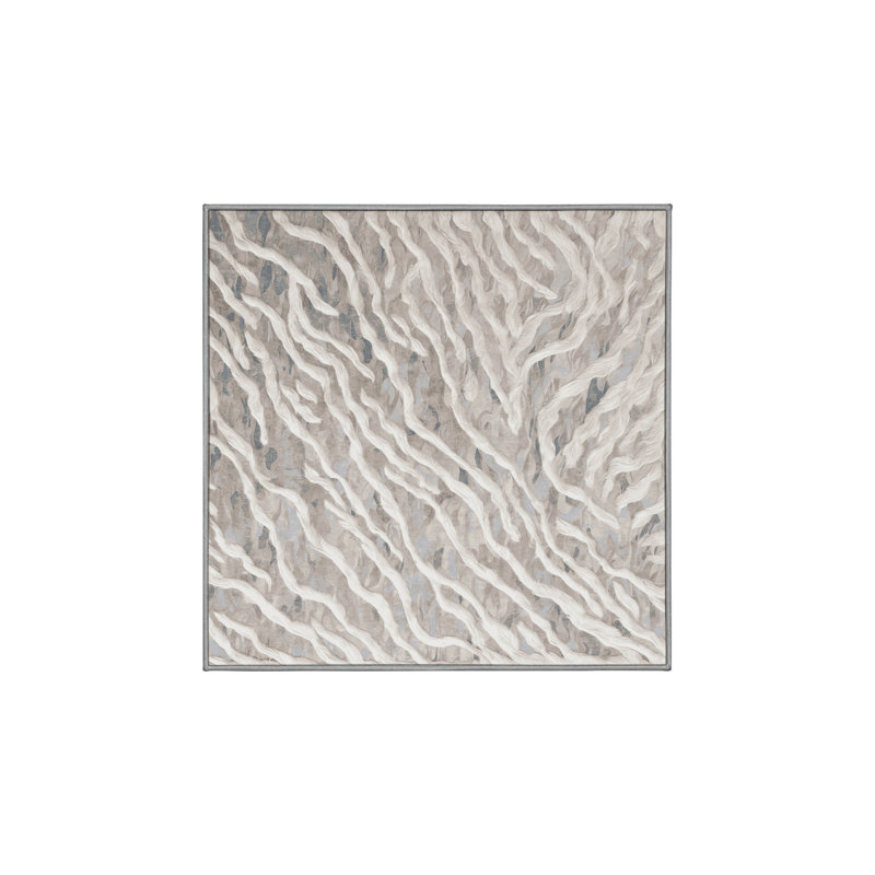 Tapis gris lavable à la machine, Carré 5 pi