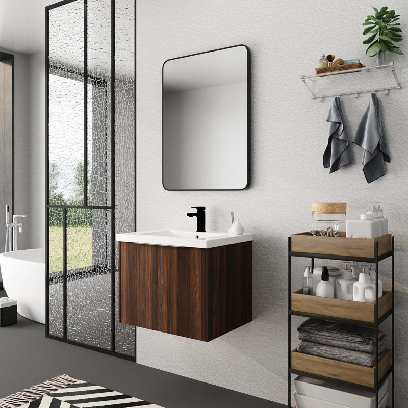 Meuble-lavabo simple 18,10 po avec plateau en bois manufacturé Fia