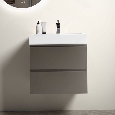 Meuble-lavabo mural avec lavabo, grand meuble-lavabo flottant mural