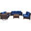 8 meubles d'extérieur avec chaises berçantes et pivotantes, table, coussins épais, bleu, meubles protégés: rangement, décoloration