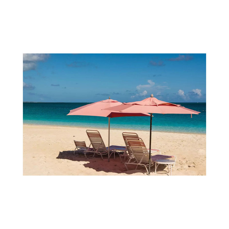 Beach Umbrellas On Grace Bay Beach I, Providenciales, Turks And Caicos Islands, Caribbean by Michael DeFreitas - Wrapped Canvas Print