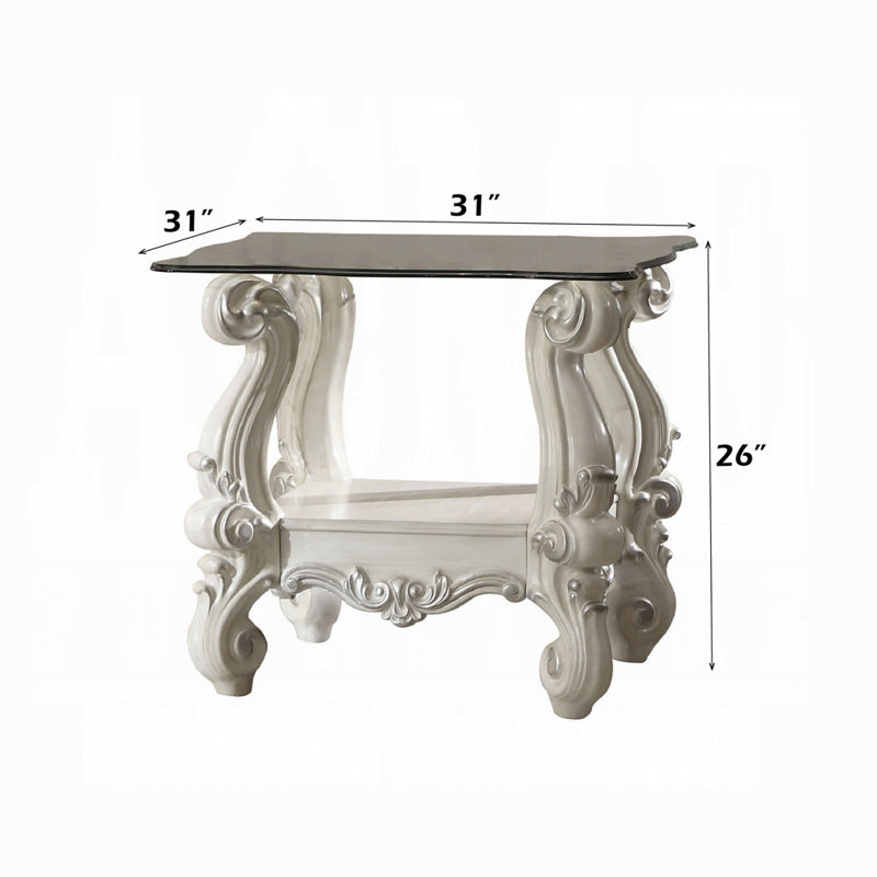 Table de bout avec rangement Nekoma, Blanc os