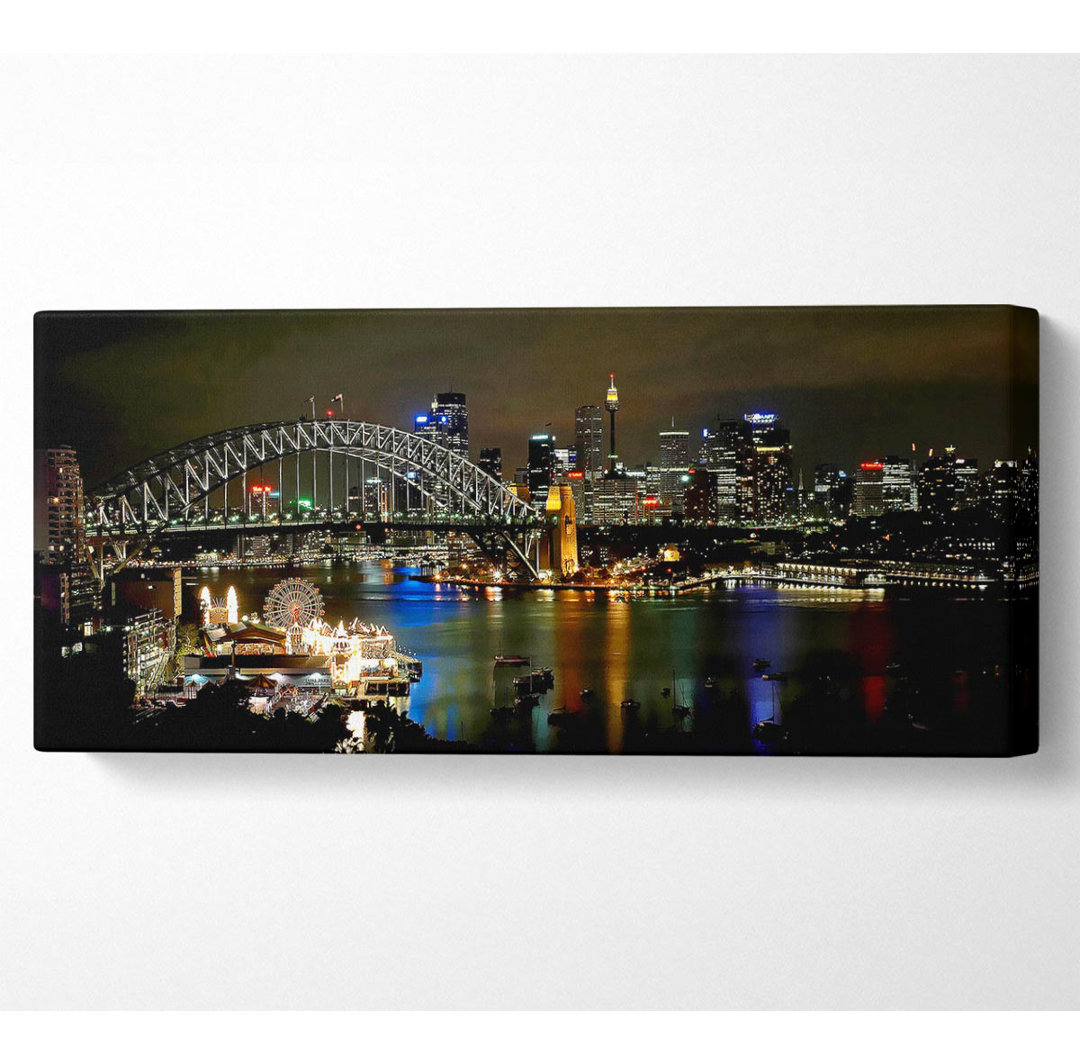 Sydney Harbour Bridge Evening Glow - Panorama-Kunstdrucke auf Leinwand