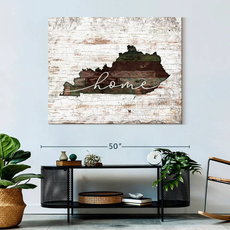 Kentucky Home Map sur impression sur toile, H 36 po x l 45 po x P 1,25 po