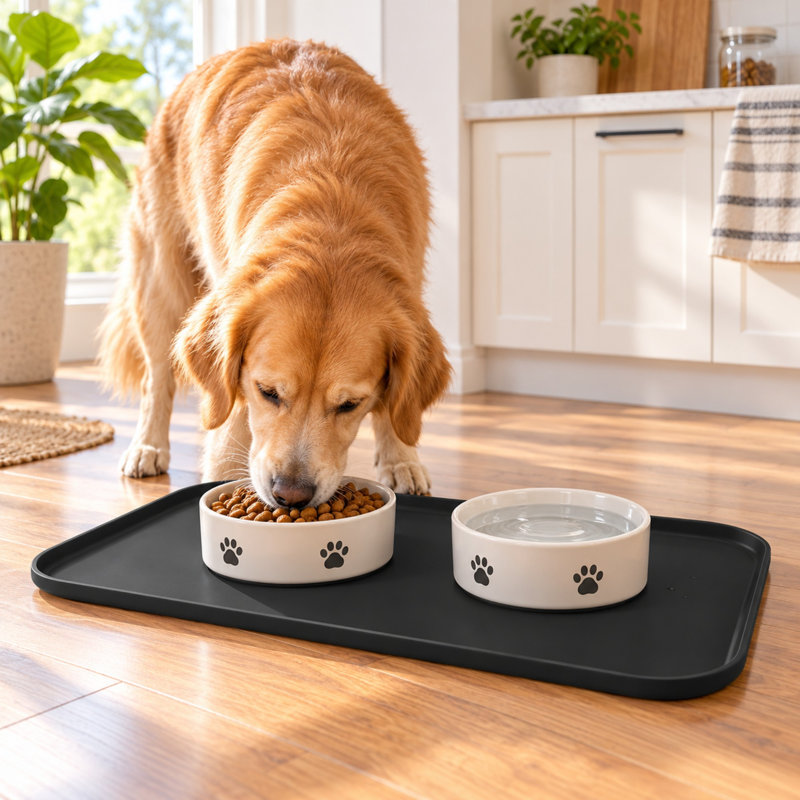 Tapis d'alimentation en silicone pour animaux avec rebord élevé