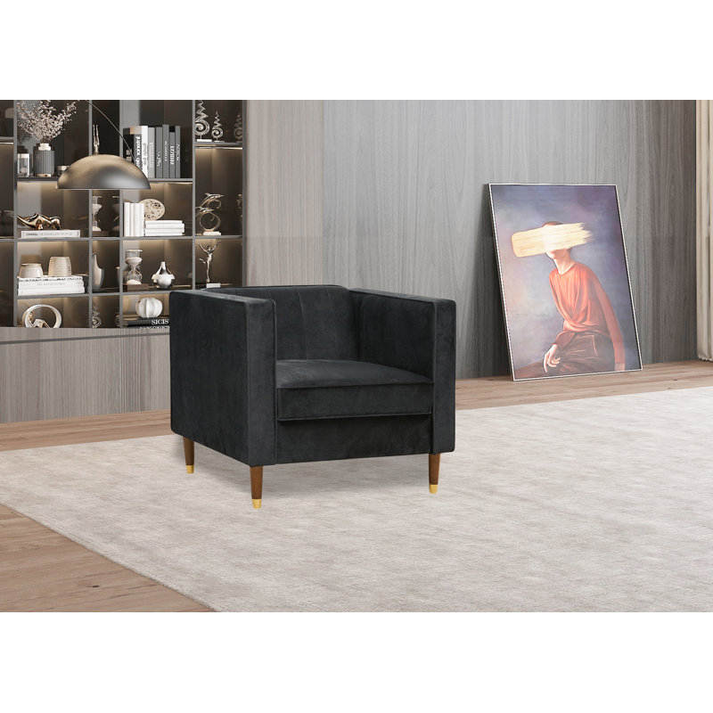 Chaise avec accoudoirs en velours Jacqueline, Black