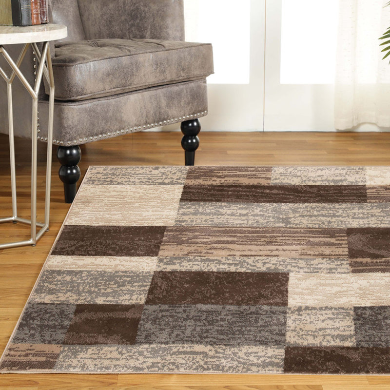 Slate Patchwork Power Loom Stain Resistant Area Rug, Square 5'