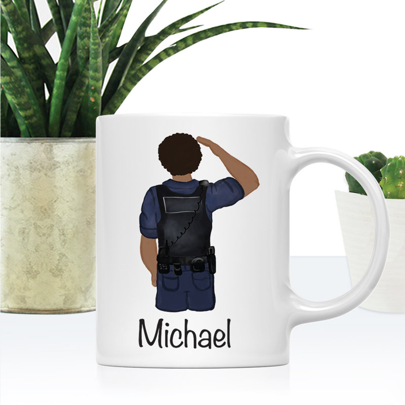 Tasse à café personnalisée, Jaune / noir, homme, agent de police 16, Oui