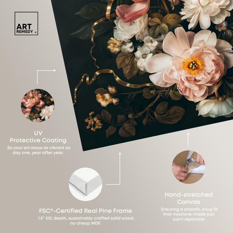 Romantic Muted Floral Canvas Gothic Botanicals by , H 20 po x l 16 po, Toile tendue