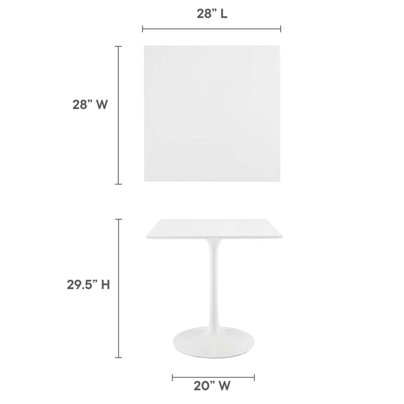 Table de salle à manger carréeLippa, Blanc, H 29,5 po x l 28 po x L 28 po