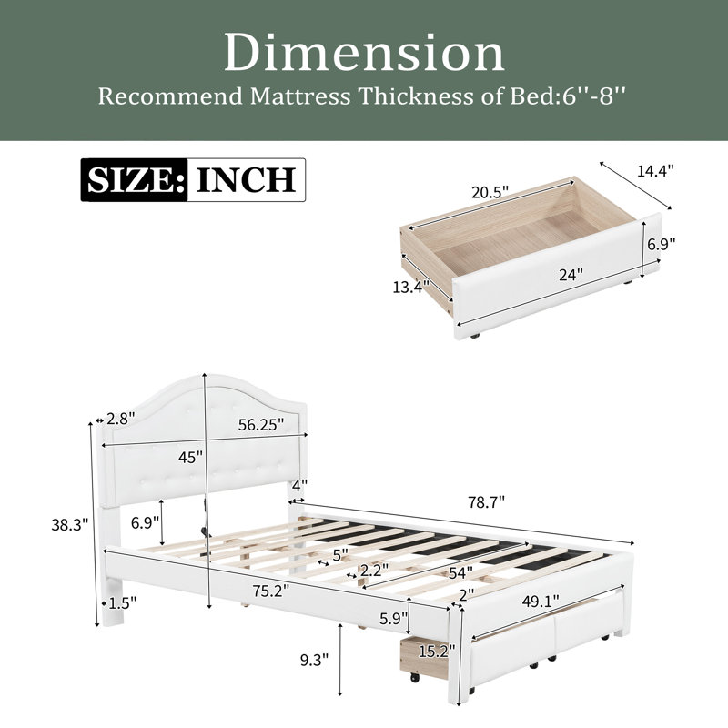 Lit plateforme avec rangement en cuir Noveah, Double, Blanc