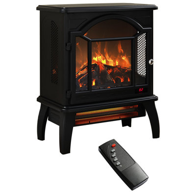 Electric Infrared Quartz Fireplace 18 Inch Stove - 3d Flame Effect, 1500w Heat, 5000 /h, Remote, Portable, Safe, Versatile Placement Flame, Remote Controlled, Low Noise, Comfortable Heating