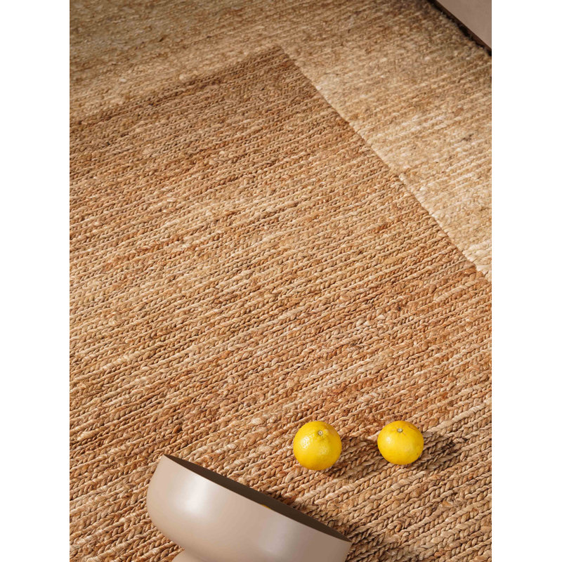Heller Hand Knotted Sumak Jute Eco-Friendly Solid Area Rugs - Square, Light Brown White Color, Contemporary Modern Design, High Pile, Natural Fiber, Outdoor Indoor Handmade Area Rugs for Living Room, Bed Room