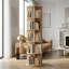5 Tier Rotating Bookshelf, 360° Spinning Round Bookcase, Wooden Storage Shelf For Bedroom, Living Room, Home Office, Natural