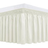 Wrap Around Bed Skirts For King & Cal King Beds 15" Drop, Navy Adjustable Elastic Dust Ruffles Easy Fit Wrinkle & Fade Resistant Silky Luxurious Fabric