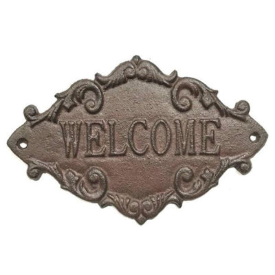 Plaque de bienvenue en fonte