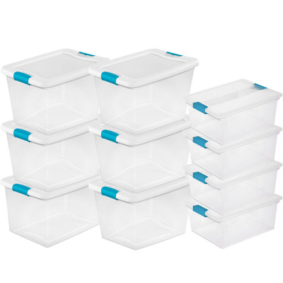 Sterilite Latching Storage Tote Box and Deep Clip Box