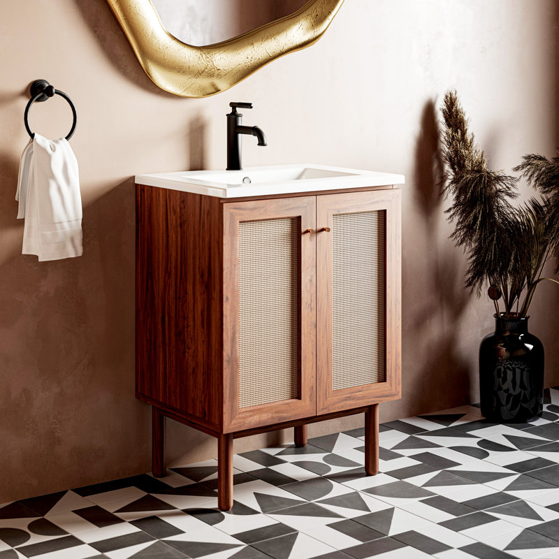 Meuble-lavabo autoportant 24 po Classe Golden, Chêne