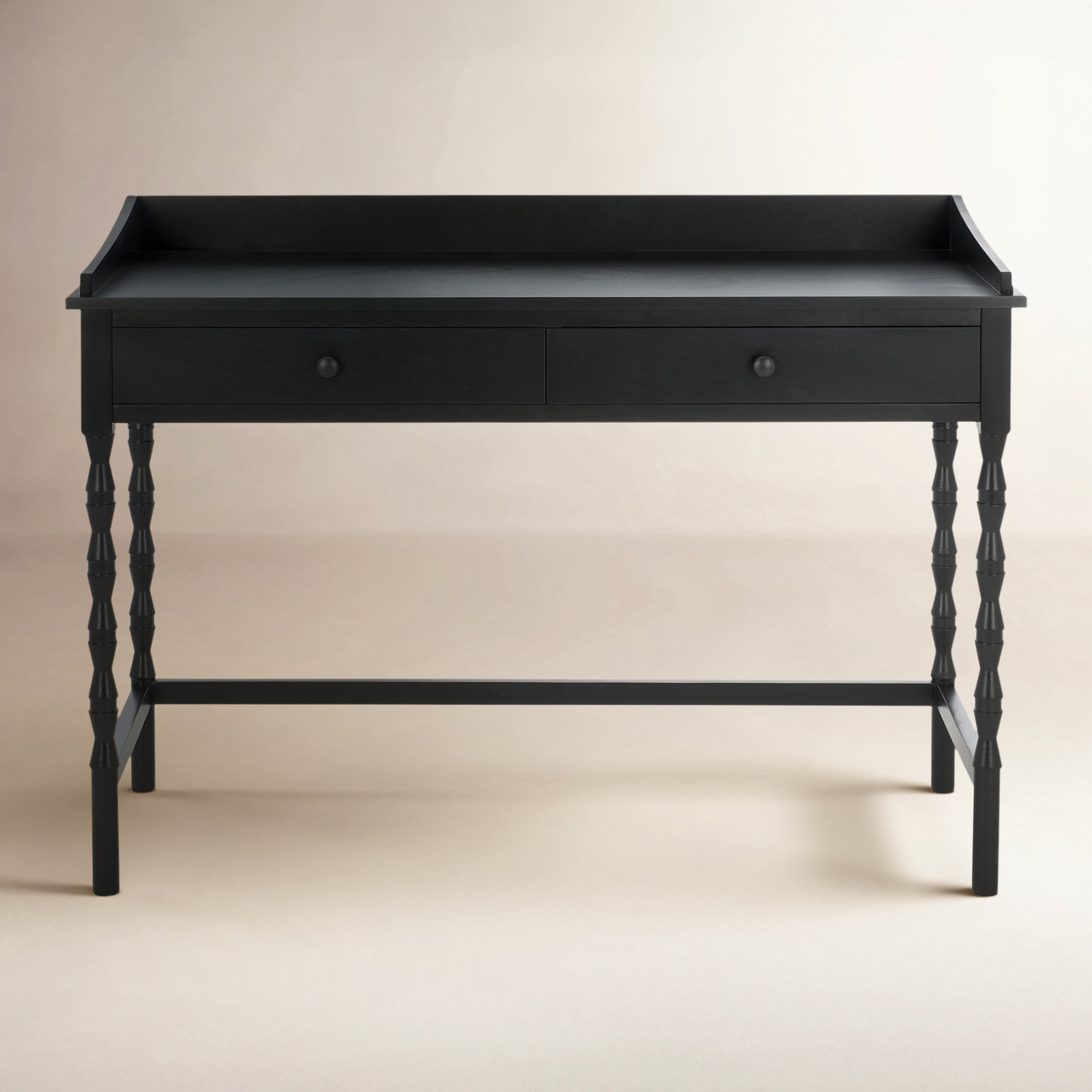 Mia 47" Pine Writing Desk, Matte Black