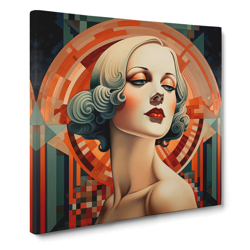 Art Deco Woman Realism No.2 - No Frame Print, 50cm H x 50cm W x 3cm D