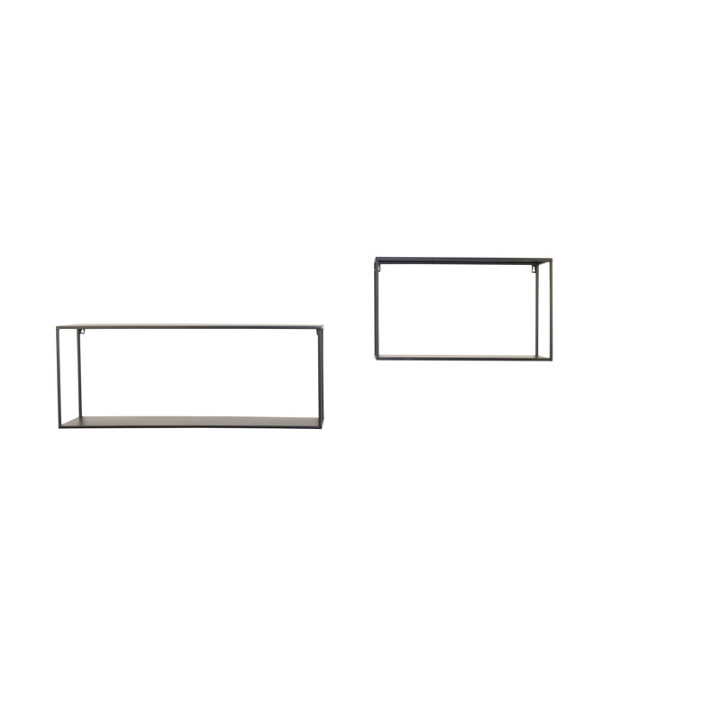 Rodric 2 Piece Metal Accent Shelf, Black