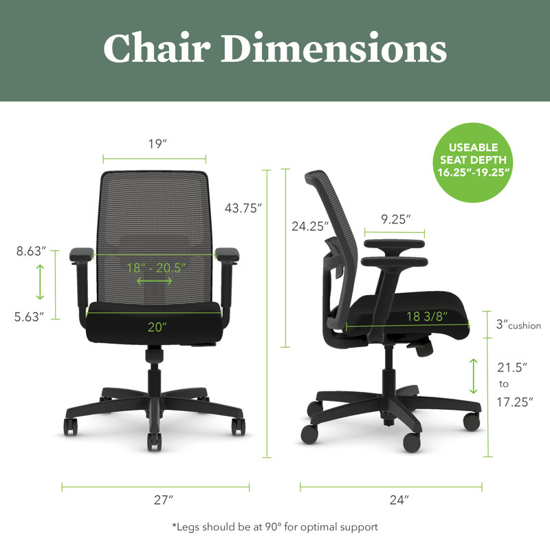 HON Ignition 2.0 Low-Back Mesh Task Chair, Standard Tilt, Black Frame, Black, Black, Standard Tilt, Black
