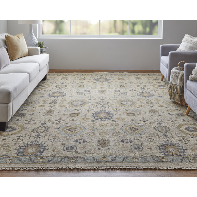 Corbitt Wool Oriental Area Rug in Tan, Rectangle 8'6" x 11'6"