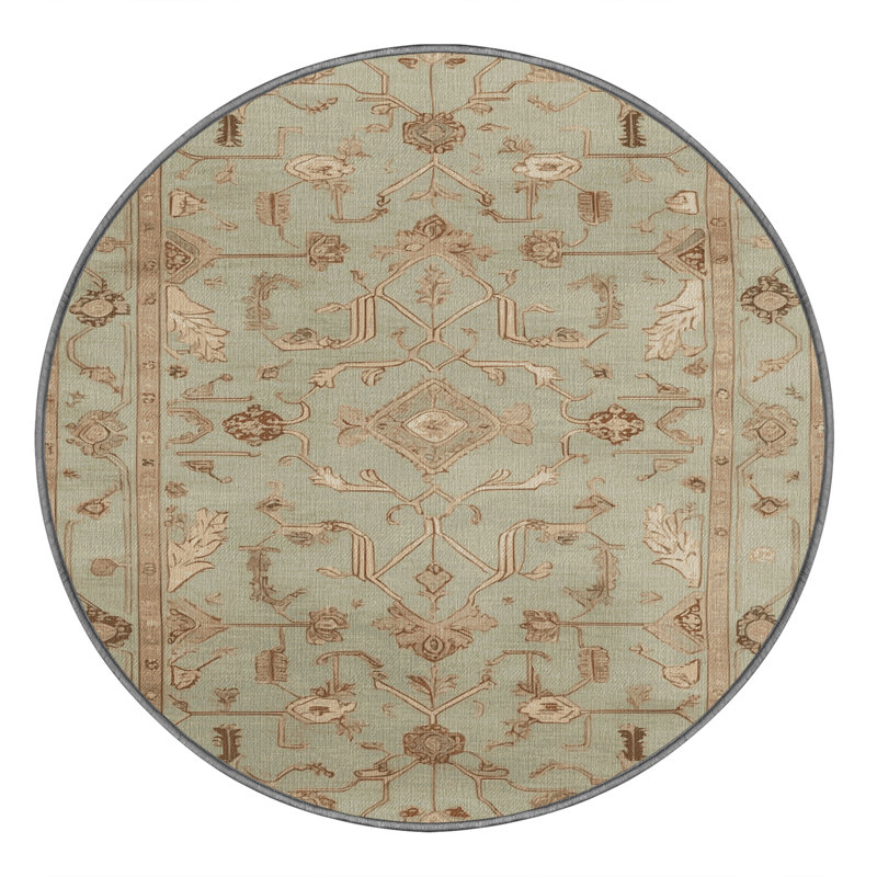Tapis brun Afyon lavable à la machine, Rond 6 pi