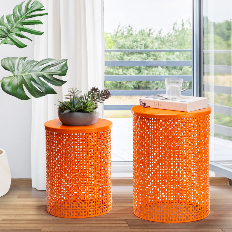Deasia Iron Accent Stool, Orange