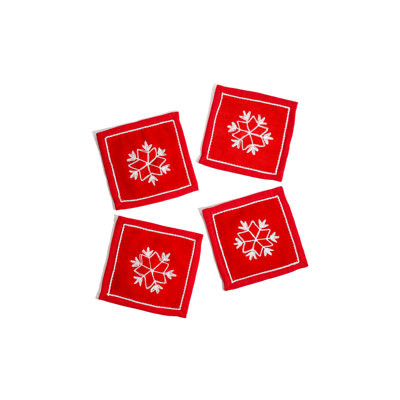 Snowflake Sparkle Embroidered Cocktail Napkins