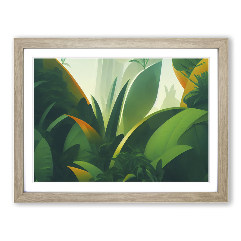Deep In The Jungle - Single Picture Frame Print, 46cm H x 64cm W x 2cm D, Oak Framed