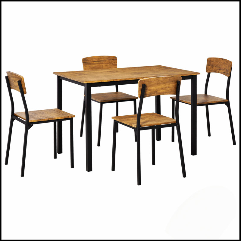 Ensemble de table de salle à manger 5 pièces pour 4 personnes, conception compacte avec charme rustique moderne et fabrication robuste