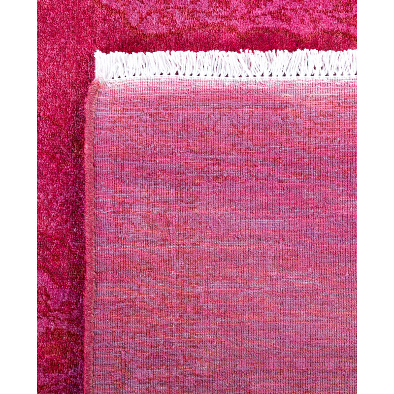 Overdyed Hand-Knotted Wool Modern-Contemporary Pink Area Rug 3' 1" x 5' 3"