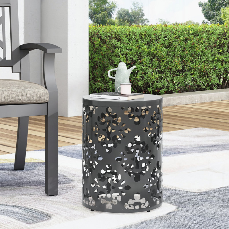 Table d'appoint d'extérieur en métal, Black
