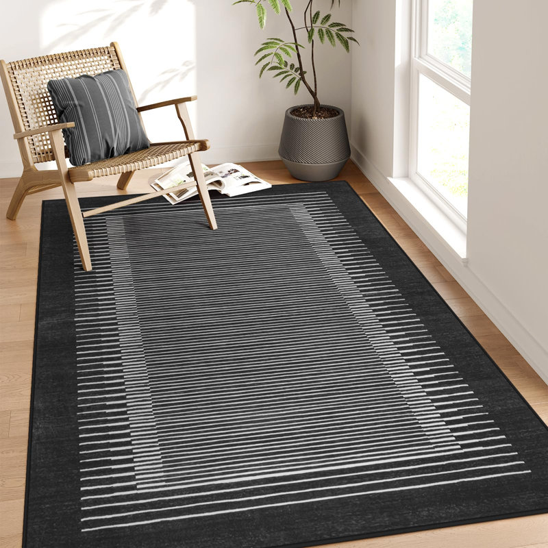 Tapis lavable à rayures berbères avec envers antidérapant CeletaModern, Rectangle 5 pi x 7 pi