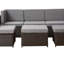 Ensemble modulaire d'extérieur en osier pour 5 personnes avec repose-pieds-124961497-124961498
