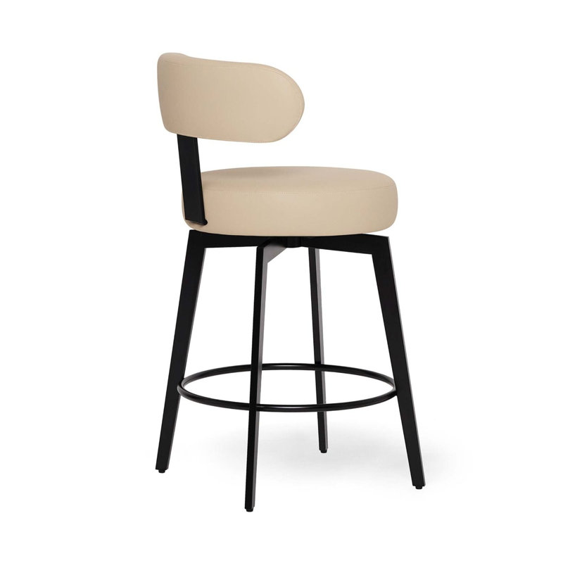 Clermont Stool, Cream Latte Seat/Matte Black Frame, Counter Stool (25" Seat Height)