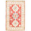 Tapis unique rouge / blanc en laine noué à la main de style années 2010 de 3 pi 11 po x 6 pi Qaiden