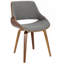 Ensemble de salle à manger moderne Mid-Century Folia Fabrizzi en bois de noyer et tissu gris par Lumisource - 7 pièces