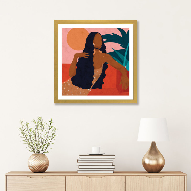 «Taraji» - Impression encadrée sur papier, Papier beaux-arts encadré doré, H 24 po x l 24 po x p 1 po