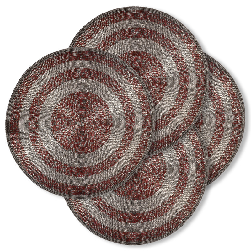 Ensemble de 4 napperons en perles de rocaille Penman, Rouge argenté