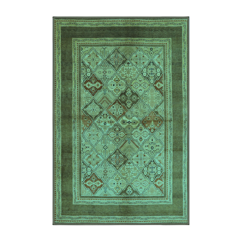 Tapis oriental en laine / polyester tissé à la machine en bleu, Rectangle 2 pi x 3 pi