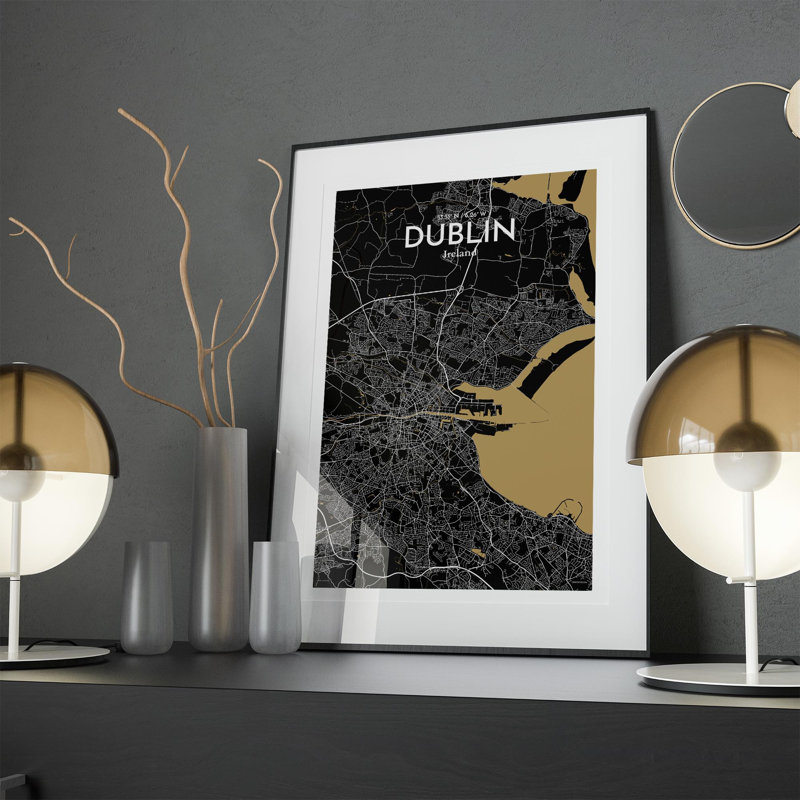 Dublin City Map In Luxe - No Frame Print, 17cm H x 11cm W x 0.05cm D