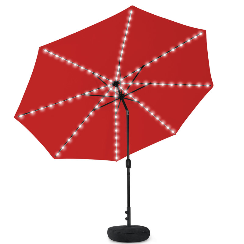 Patio umbrella with base, Red, 98" H x 120" W x 120" D